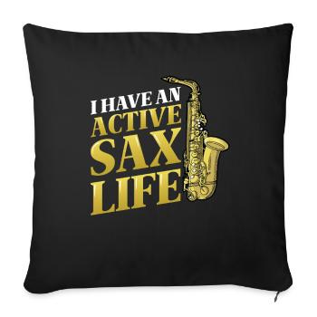 J’ai une vie active de saxophone, le saxophone jazz. - Housse de coussin décorative 45 x 45 cm - noir - Devant