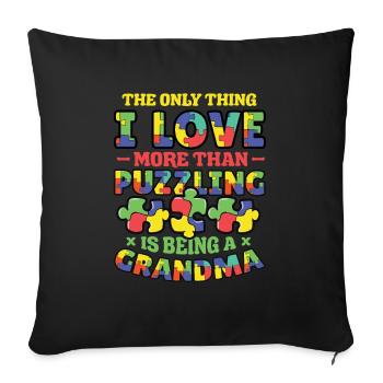 Puzzle lover grandma, puzzles. - Sofa pillowcase 17,3'' x 17,3'' (45 x 45 cm) - black - Front