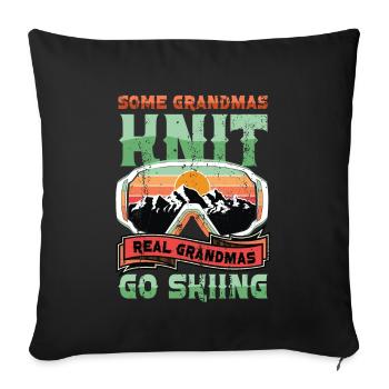 Les vraies grands-mères vont skier. - Housse de coussin décorative 45 x 45 cm - noir - Devant
