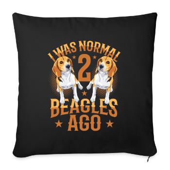 J’étais normal devant 2 beagles. - Housse de coussin décorative 45 x 45 cm - noir - Devant