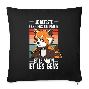 Je Déteste Les Gens Café - Housse de coussin décorative 45 x 45 cm - noir - Devant