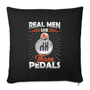 Les vrais hommes utilisent trois pédales, le changement de vitesse automatique. - Housse de coussin décorative 45 x 45 cm - noir - Devant