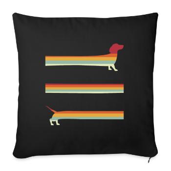 Teckel rétro extra long - Housse de coussin décorative 45 x 45 cm - noir - Devant