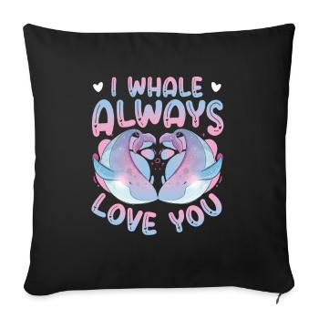 Je t’aime toujours baleine bleue - Housse de coussin décorative 45 x 45 cm - noir - Devant