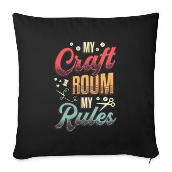 My Craft Room My Rules Crafty Mom - Sofa pillowcase 17,3'' x 17,3'' (45 x 45 cm) - black - Front