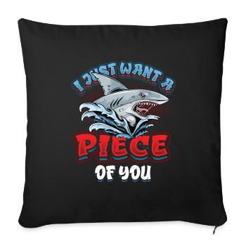 Je veux juste un morceau de toi, requin - Housse de coussin décorative 45 x 45 cm - noir - Devant
