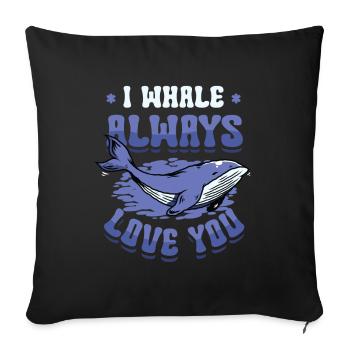 Je t’aime toujours baleine bleue - Housse de coussin décorative 45 x 45 cm - noir - Devant