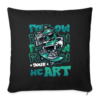 Follow Yout Heart Ghetto Graffiti Sprayer - Sofakissenbezug 45 x 45 cm - Schwarz - Vorne