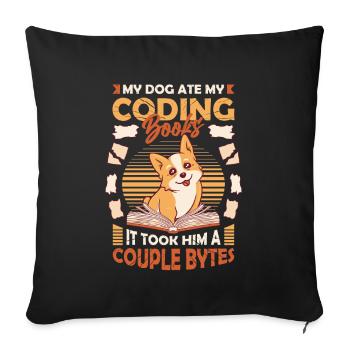 Dog Bytes Code Computer Joke Programming - Sofa pillowcase 17,3'' x 17,3'' (45 x 45 cm) - black - Front