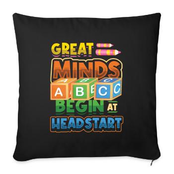 Große Geister Beginnen mit Vorsprung, Abcd Teacher - Sofakissenbezug 45 x 45 cm - Schwarz - Vorne