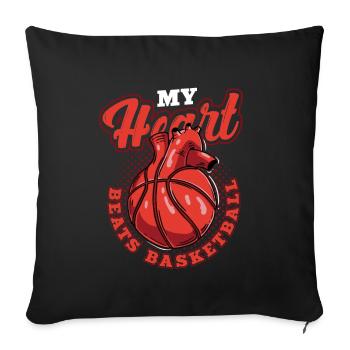 My heart beats basketball player, basketball fan - Sofa pillowcase 17,3'' x 17,3'' (45 x 45 cm) - black - Front