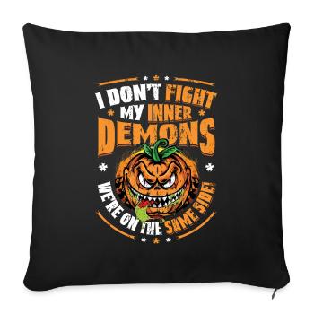 J’aime mes démons intérieurs, l’humour gothique. - Housse de coussin décorative 45 x 45 cm - noir - Devant