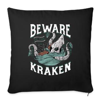 Beware of the Kraken - Sofa pillowcase 17,3'' x 17,3'' (45 x 45 cm) - black - Front