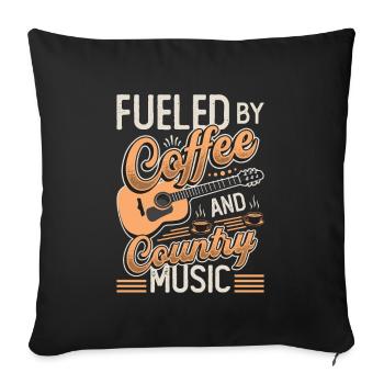 Powered by coffee and country music - Sofa pillowcase 17,3'' x 17,3'' (45 x 45 cm) - black - Front
