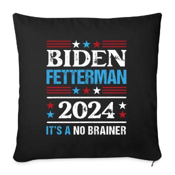 Biden Fetterman 2024 C’est une évidence - Housse de coussin décorative 45 x 45 cm - noir - Devant