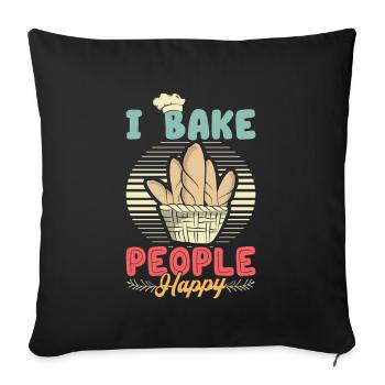I bake people happy baking lovers - Sofa pillowcase 17,3'' x 17,3'' (45 x 45 cm) - black - Front