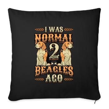 J’étais normal devant 2 beagles. - Housse de coussin décorative 45 x 45 cm - noir - Devant