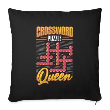 Crossword Puzzle Queen Crossword Puzzle Puzzle - Sofa pillowcase 17,3'' x 17,3'' (45 x 45 cm) - black - Front