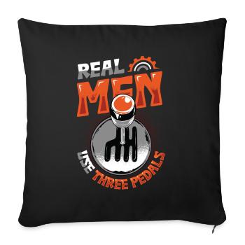 De vrais hommes utilisent trois pédales de changement de vitesse automatique - Housse de coussin décorative 45 x 45 cm - noir - Devant