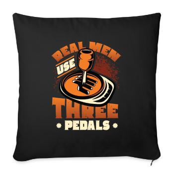 De vrais hommes utilisent trois pédales de changement de vitesse automatique - Housse de coussin décorative 45 x 45 cm - noir - Devant