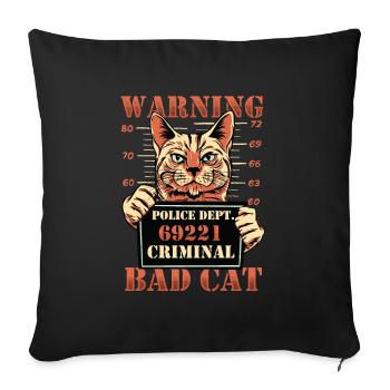 Warnung Bad Cat Mug Shot Katze - Sofakissenbezug 45 x 45 cm - Schwarz - Vorne