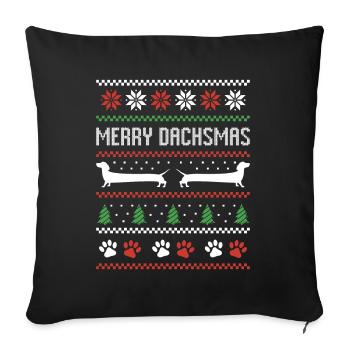 Dachshund Sausage Dog Ugly Christmas Sweater - Sofa pillowcase 17,3'' x 17,3'' (45 x 45 cm) - black - Front