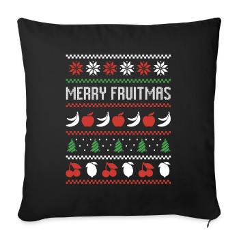 Fruit Banana Apple Bird Ugly Christmas Sweater - Sofa pillowcase 17,3'' x 17,3'' (45 x 45 cm) - black - Front