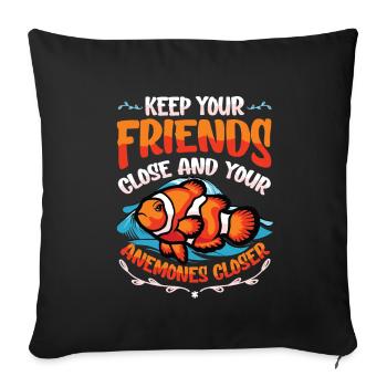 Funny pun clownfish anemones - Sofa pillowcase 17,3'' x 17,3'' (45 x 45 cm) - black - Front