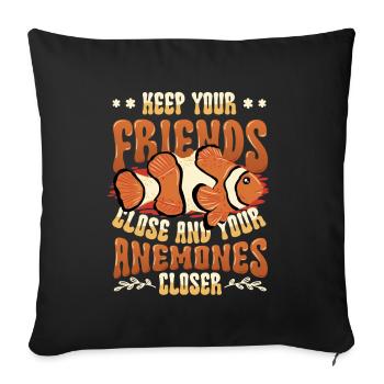 Funny pun clownfish anemones - Sofa pillowcase 17,3'' x 17,3'' (45 x 45 cm) - black - Front
