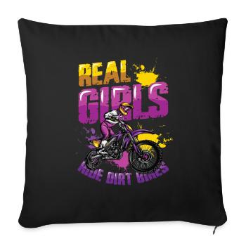 Les vraies filles conduisent des motos hors route, motocross féminin - Housse de coussin décorative 45 x 45 cm - noir - Devant