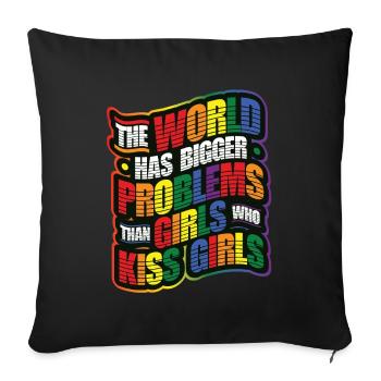 Des problèmes plus graves que les filles, les filles homosexuelles - Housse de coussin décorative 45 x 45 cm - noir - Devant