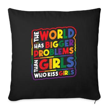 Des problèmes plus graves que les filles, les filles homosexuelles - Housse de coussin décorative 45 x 45 cm - noir - Devant