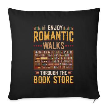 Romantische Spaziergänge Durch Den Buchladen - Sofakissenbezug 45 x 45 cm - Schwarz - Vorne