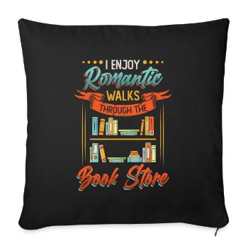 Romantische Spaziergänge Durch Den Buchladen - Sofakissenbezug 45 x 45 cm - Schwarz - Vorne