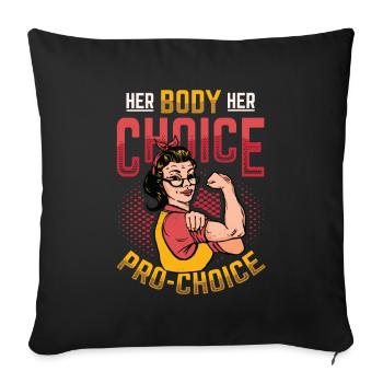 Son corps, son choix, Pro Choice, Droit des femmes - Housse de coussin décorative 45 x 45 cm - noir - Devant