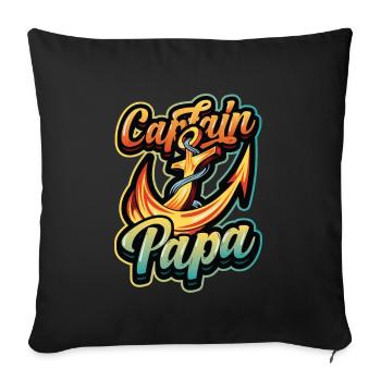 Kapitän Papa Bootfahren - Sofakissenbezug 45 x 45 cm - Schwarz - Vorne
