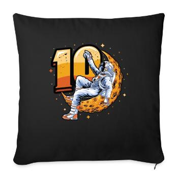 10th birthday, astronaut, decorations - Sofa pillowcase 17,3'' x 17,3'' (45 x 45 cm) - black - Front