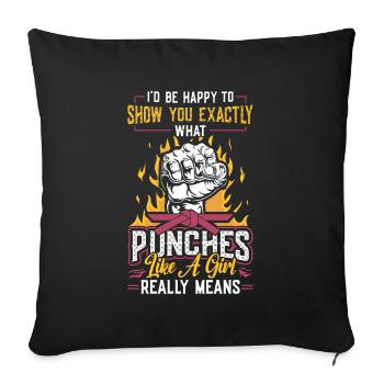 Montrez ce que signifie « frapper comme une fille » : - Housse de coussin décorative 45 x 45 cm - noir - Devant