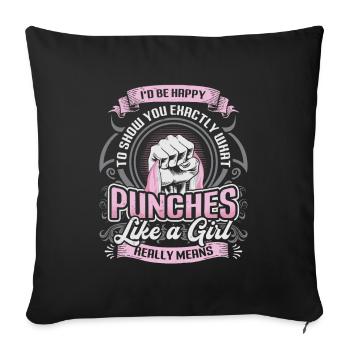 Montrez ce que signifie « frapper comme une fille » : - Housse de coussin décorative 45 x 45 cm - noir - Devant