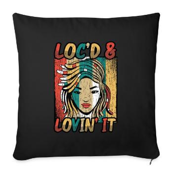 Locd And Lovin It Dreadlocks Melanin Black Queen - Sofa pillowcase 17,3'' x 17,3'' (45 x 45 cm) - black - Front
