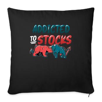 Addicted to Stocks, Bull Bear Stock Market - Sofa pillowcase 17,3'' x 17,3'' (45 x 45 cm) - black - Front