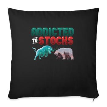 Addicted to Stocks, Bull Bear Stock Market - Sofa pillowcase 17,3'' x 17,3'' (45 x 45 cm) - black - Front