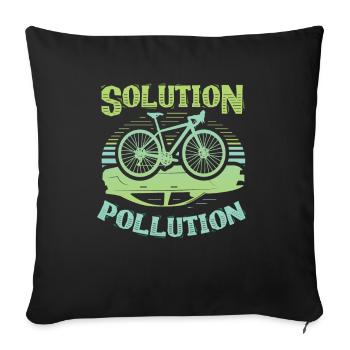 Polution Solution Umweltschutz Radfahren - Sofakissenbezug 45 x 45 cm - Schwarz - Vorne
