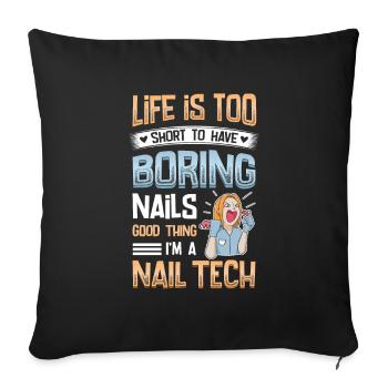 Je fais des ongles, amant nail tech - Housse de coussin décorative 45 x 45 cm - noir - Devant