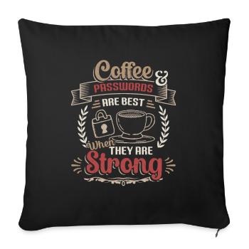 Coffee, password - Sofa pillowcase 17,3'' x 17,3'' (45 x 45 cm) - black - Front