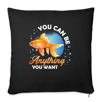 Goldfish Be A Shark, message de motivation - Housse de coussin décorative 45 x 45 cm - noir - Devant