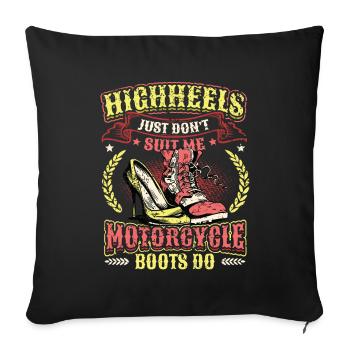 Sexy Moto Femmes, Bikerin - Housse de coussin décorative 45 x 45 cm - noir - Devant