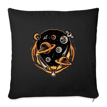 Hot Air Balloon in Space - Sofa pillowcase 17,3'' x 17,3'' (45 x 45 cm) - black - Front