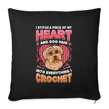 Stitch A Piece Of My Heart And Dog Hair Dog Mom - Sofa pillowcase 17,3'' x 17,3'' (45 x 45 cm) - black - Front