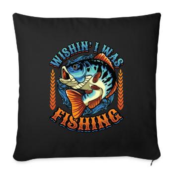 J’aimerais pêcher - Housse de coussin décorative 45 x 45 cm - noir - Devant